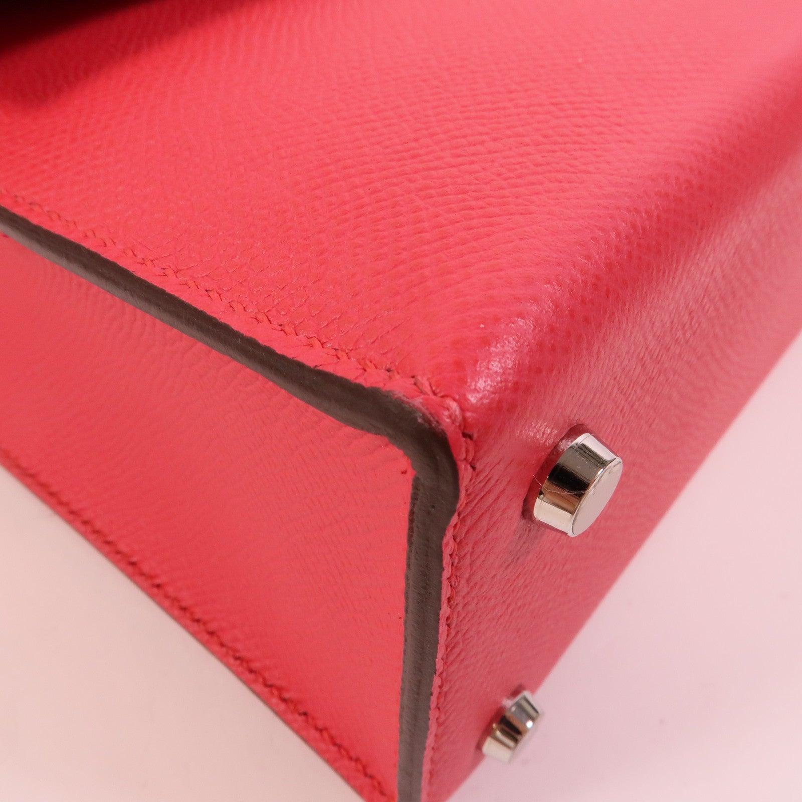 HERMES Epsom皮革Verrou 23肩背袋Rose Extreme