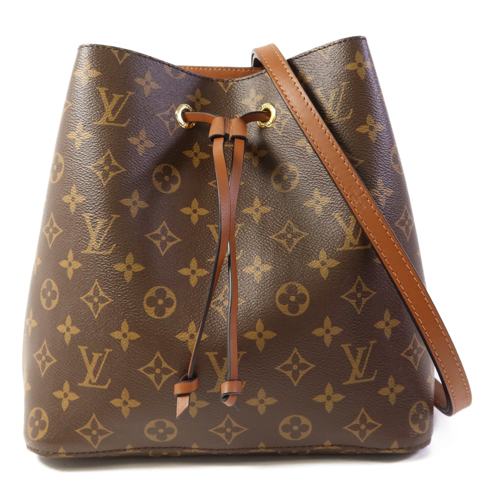 LOUIS VUITTON Monogram NeoNoe MM金扣肩背袋棕色