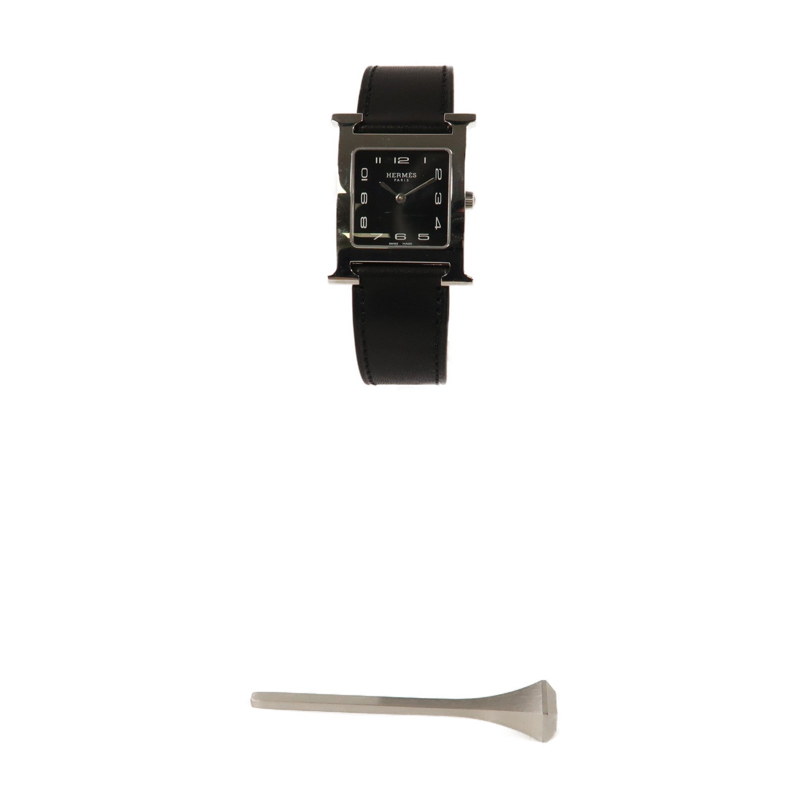 HERMES Heure H皮革手錶石英機芯黑色
