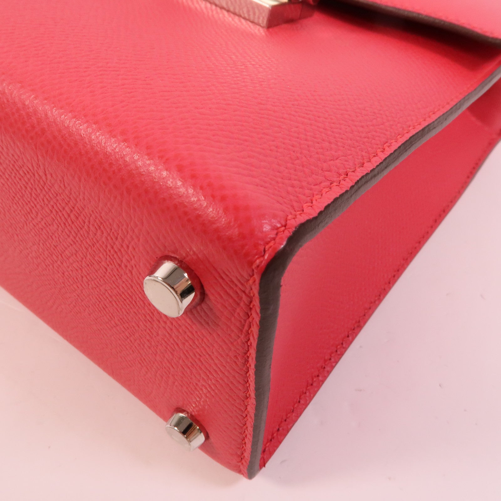 HERMES Epsom皮革Verrou 23肩背袋Rose Extreme