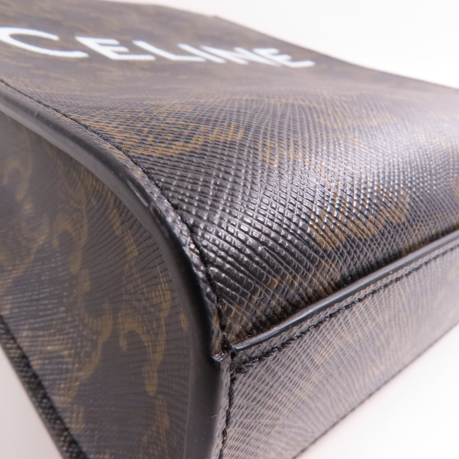CELINE 塗層帆布Triomphe Cabas Mini金扣手挽肩背兩用袋