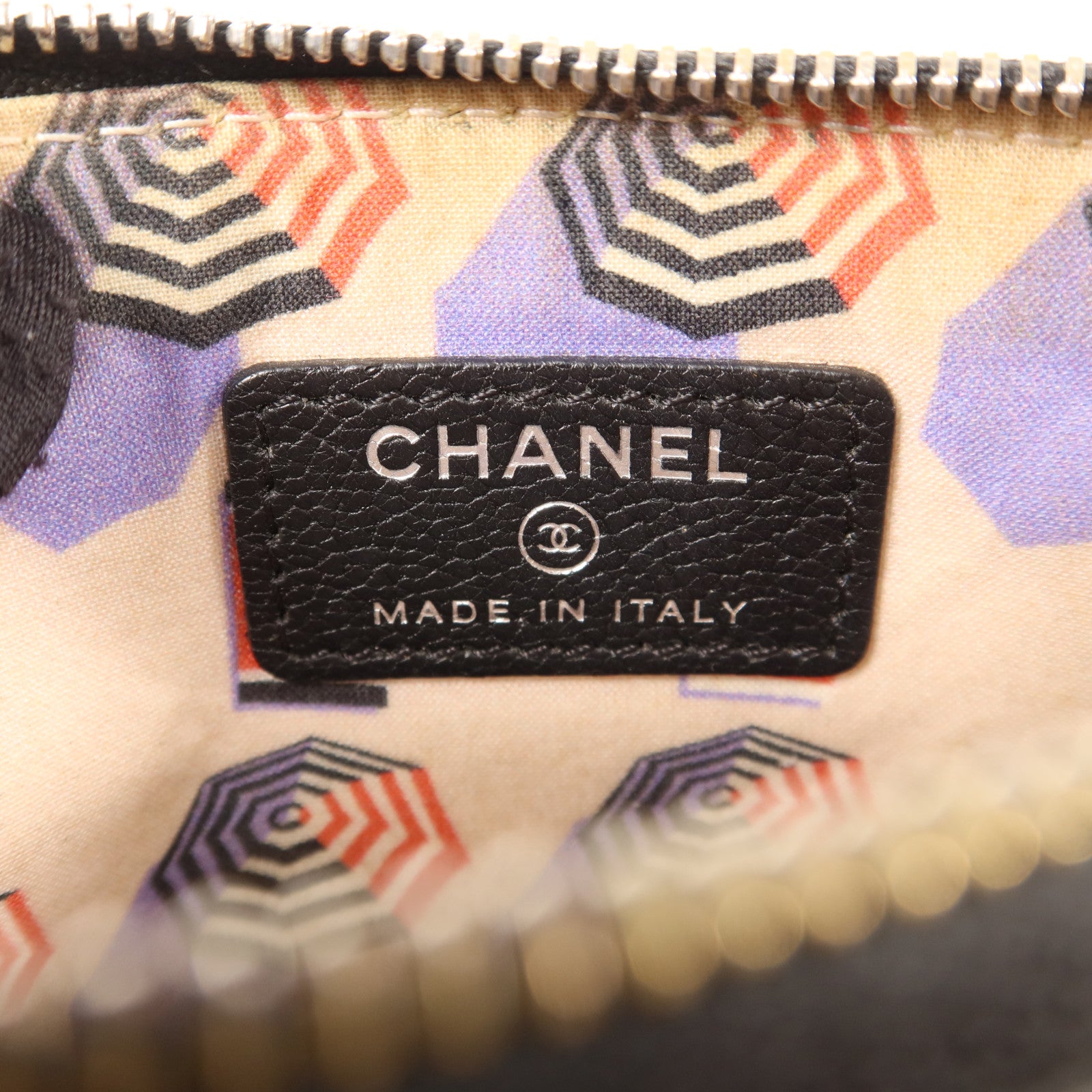 CHANEL 牛皮皮革Mini Pouch銀扣小袋