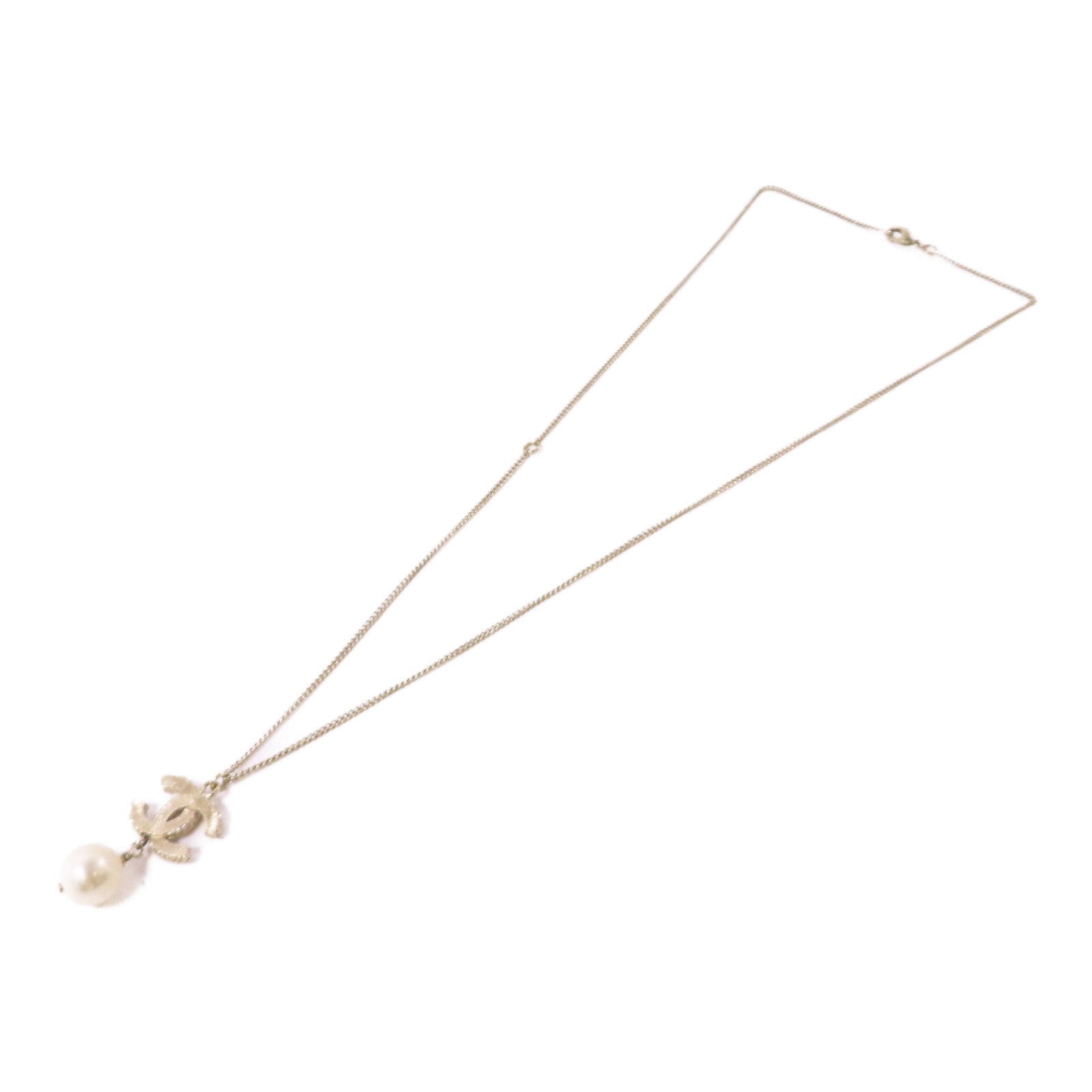 CHANEL CC GHW Necklace B14/S Metal PVC White/Gold