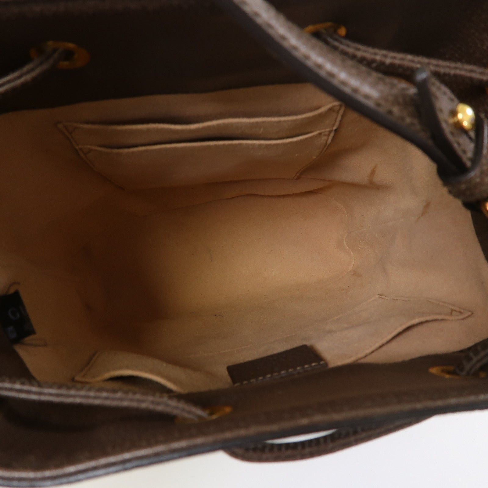 GUCCI 塗層帆布Bucket Bag金扣手挽肩背兩用袋啡色