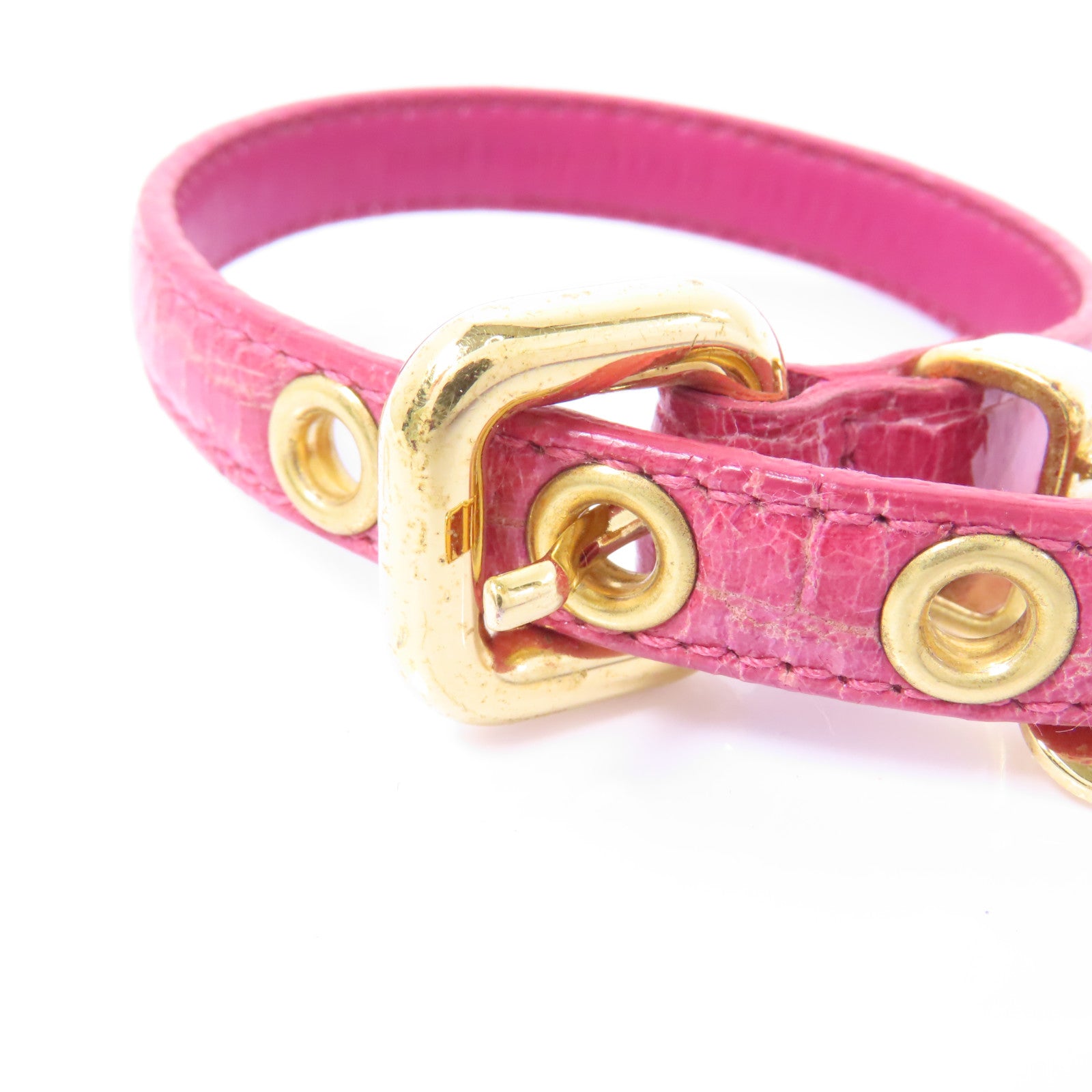 Miu Miu 【激減優惠】牛皮皮革Bracelet金扣手鏈粉紅色