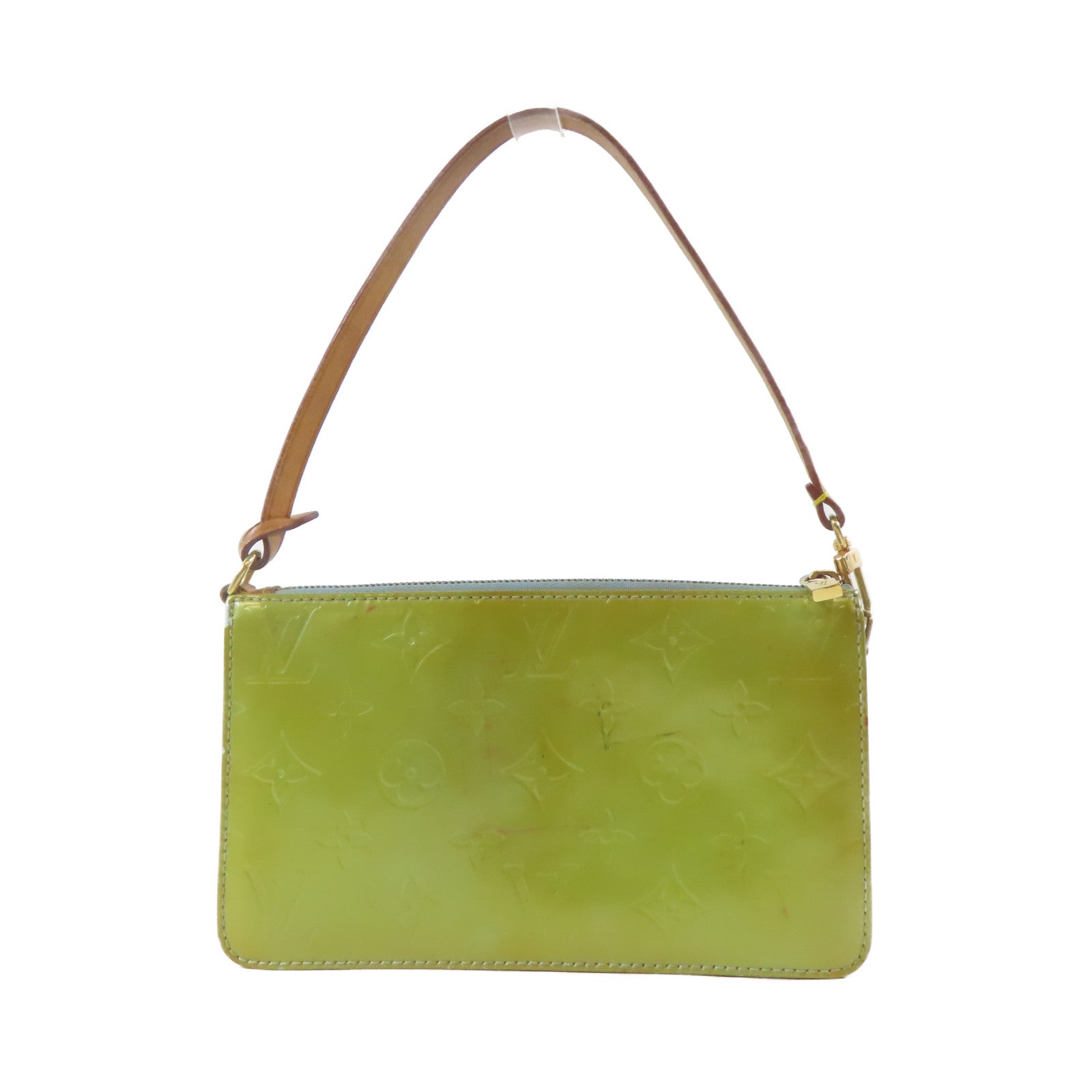LOUIS VUITTON Monogram Vernis Pochette Accessories Tote Bag金扣手挽袋綠色