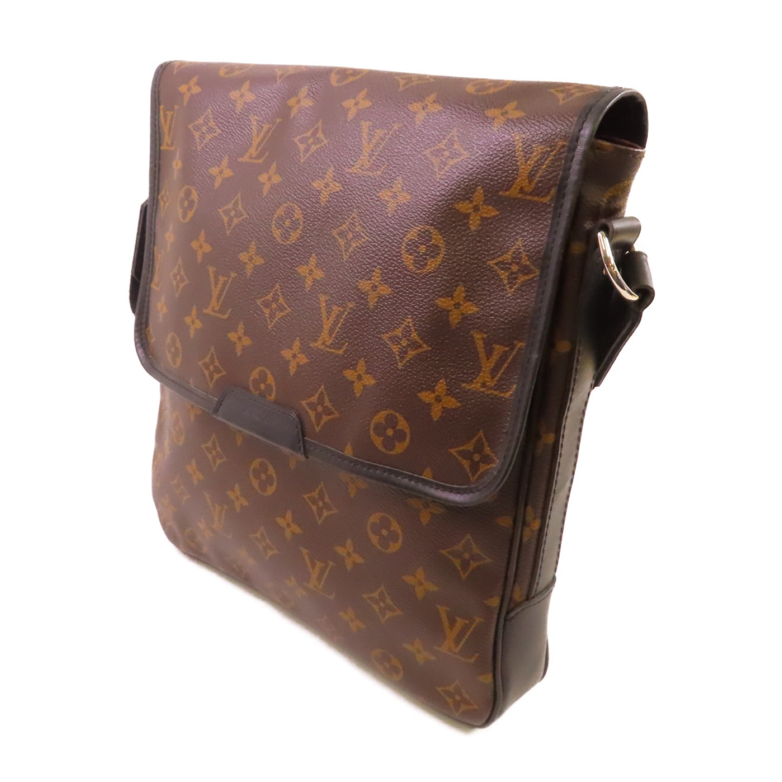 LOUIS VUITTON Monogram Macassar Bass Shoulder Bag銀扣肩背袋啡色/黑色