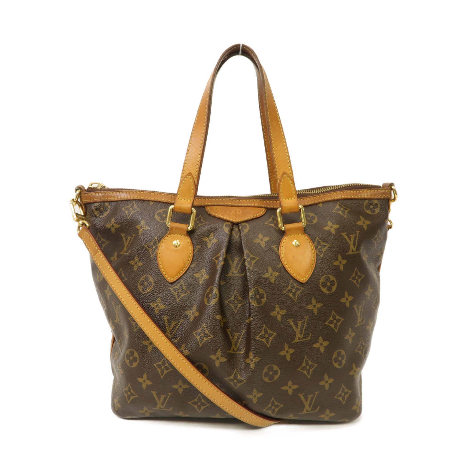 LOUIS VUITTON Monogram Palermo PM金扣手挽肩背兩用袋棕色