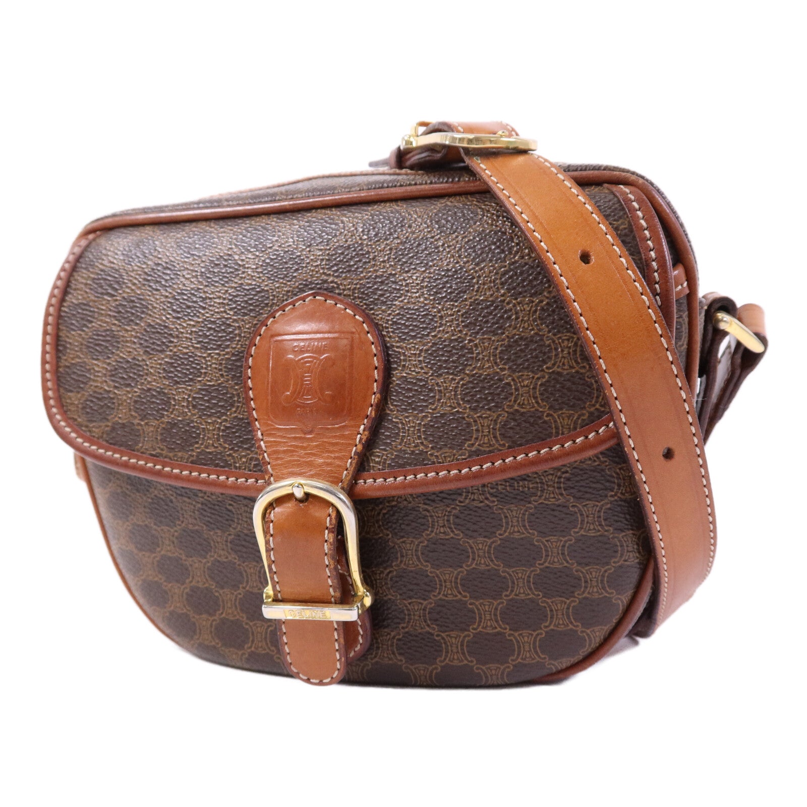 CELINE 塗層帆布Vintage Madama金扣肩背袋