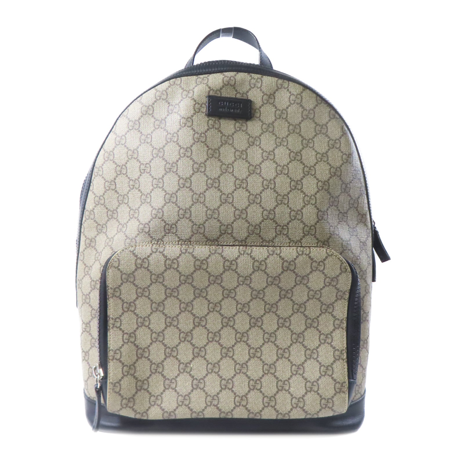 GUCCI 塗層帆布Backpack銀扣背包棕色