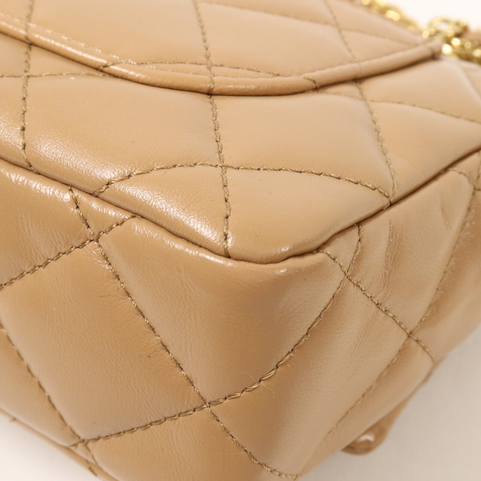 CHANEL 羊皮皮革Handle Flap Bag鏈帶手挽肩背兩用袋