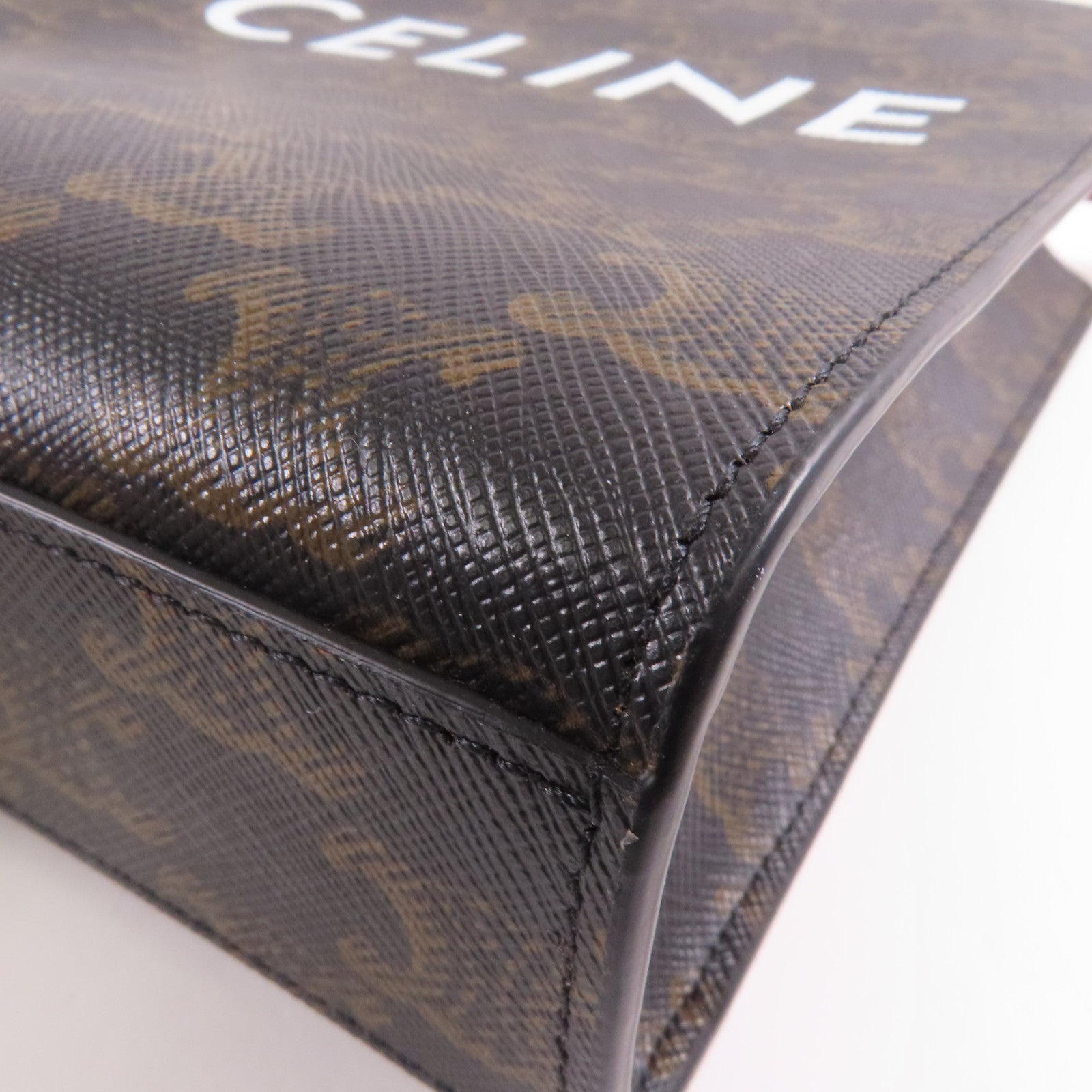 CELINE 塗層帆布Triomphe Cabas Mini金扣手挽肩背兩用袋