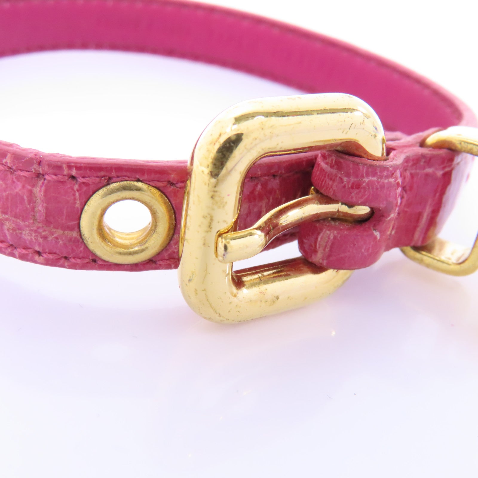 Miu Miu 【激減優惠】牛皮皮革Bracelet金扣手鏈粉紅色