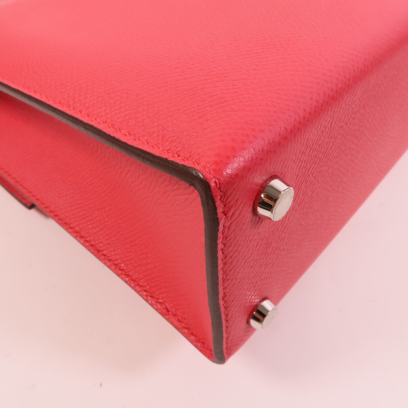 HERMES Epsom皮革Verrou 23肩背袋Rose Extreme