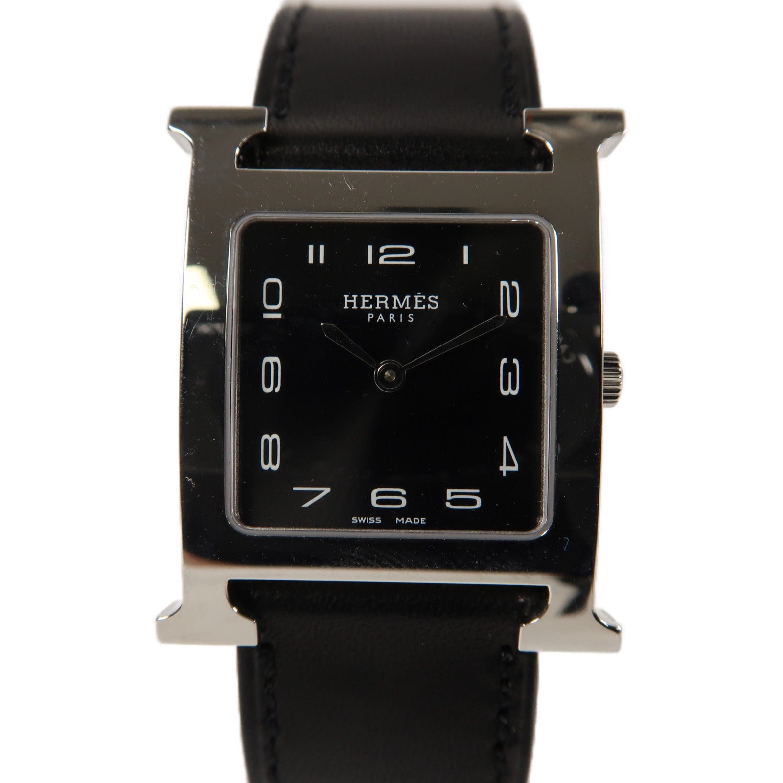 HERMES Heure H皮革手錶石英機芯黑色
