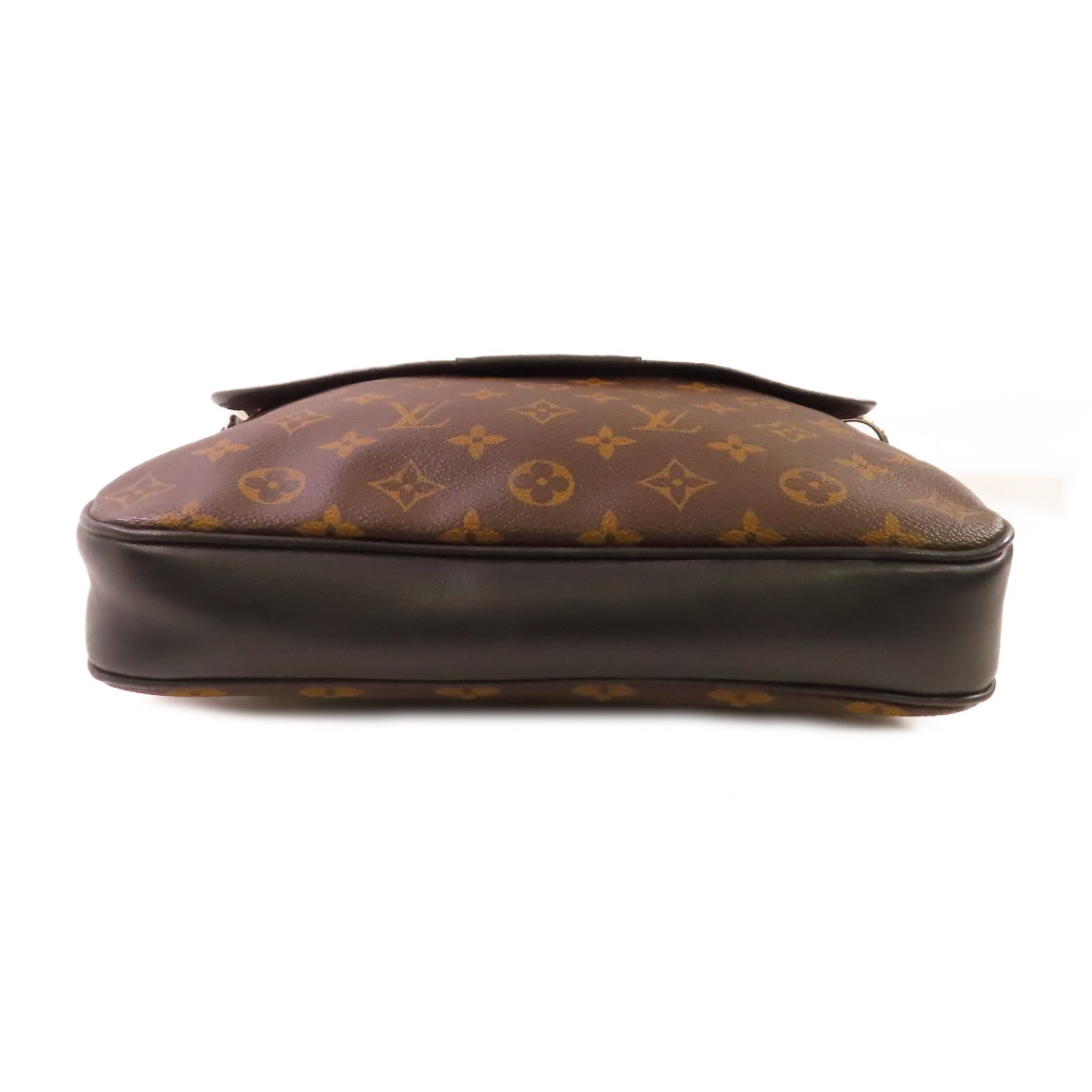 LOUIS VUITTON Monogram Macassar Bass Shoulder Bag銀扣肩背袋啡色/黑色