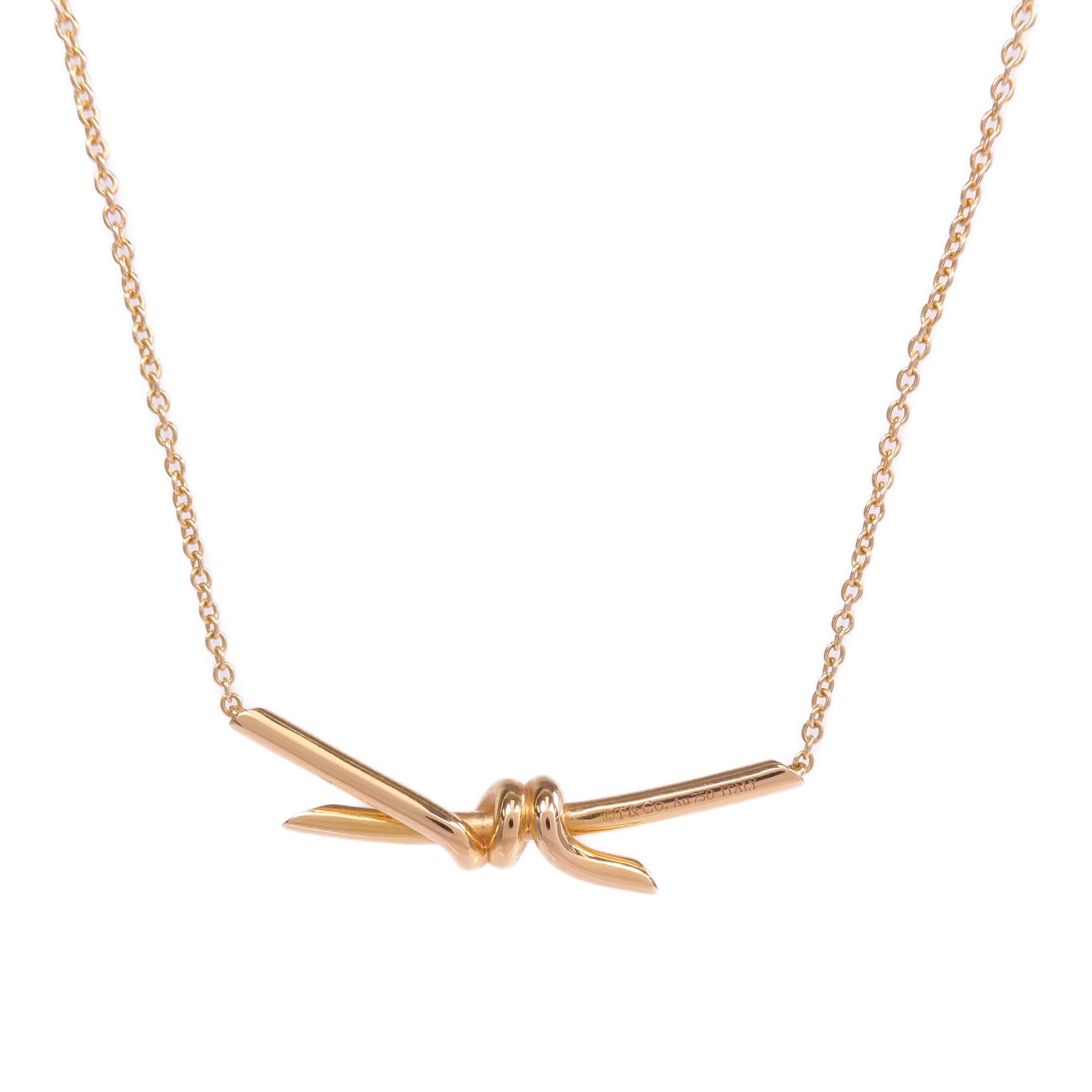 TIFFANY＆CO 18K玫瑰金Knot Necklace項鍊