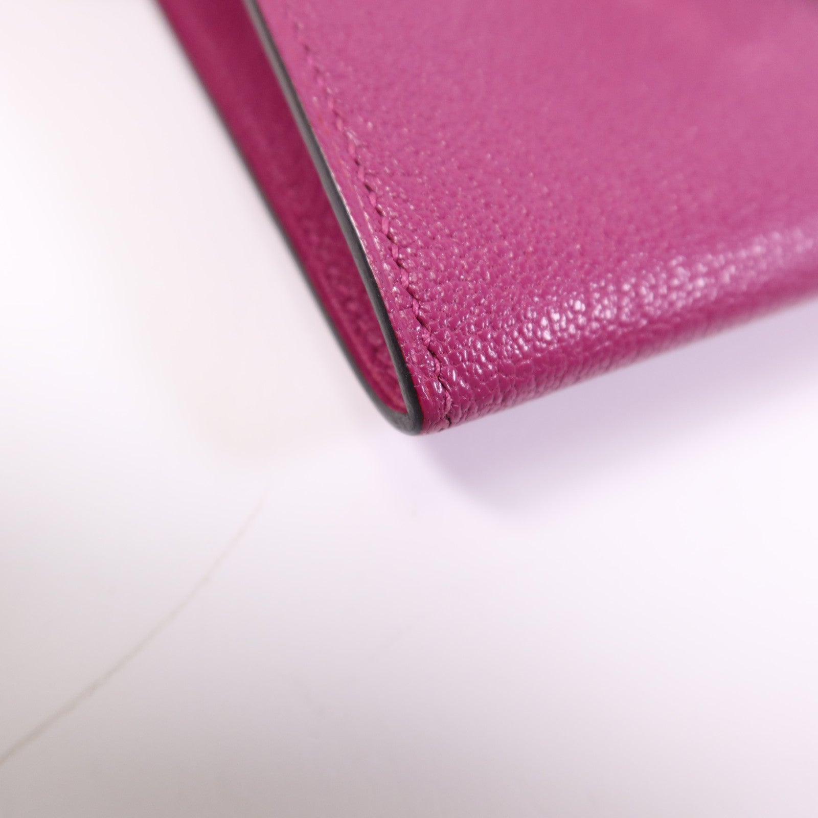 HERMES 【激減優惠】Chevre皮革Cinhetic To Go Wallet銀扣肩背袋Anemone
