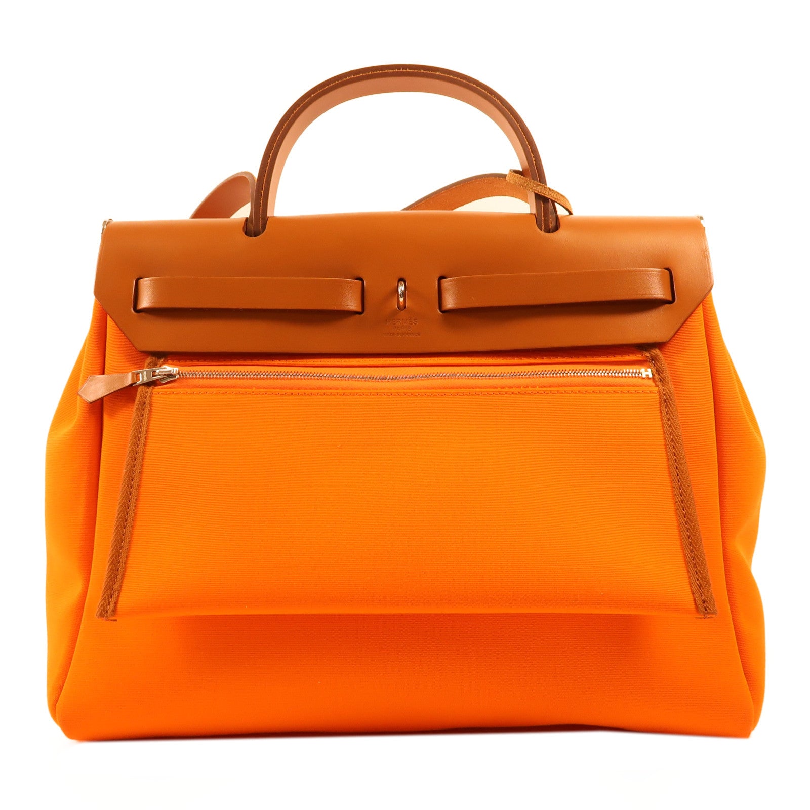 HERMES 帆布/牛皮皮革Herbag PM手挽肩背兩用袋Orange