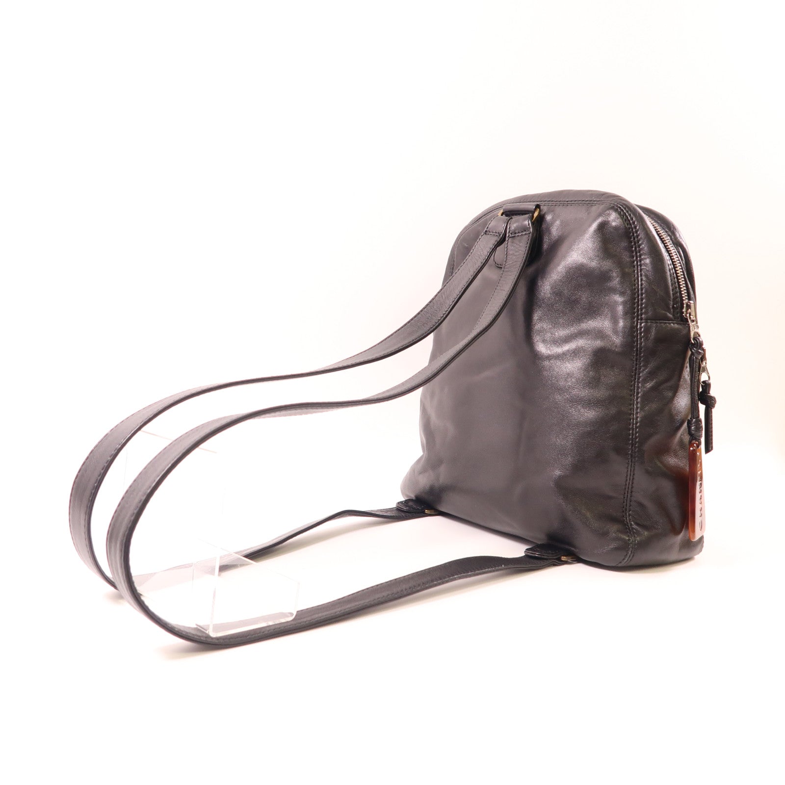 CHANEL 羊皮皮革Backpack銀扣背包