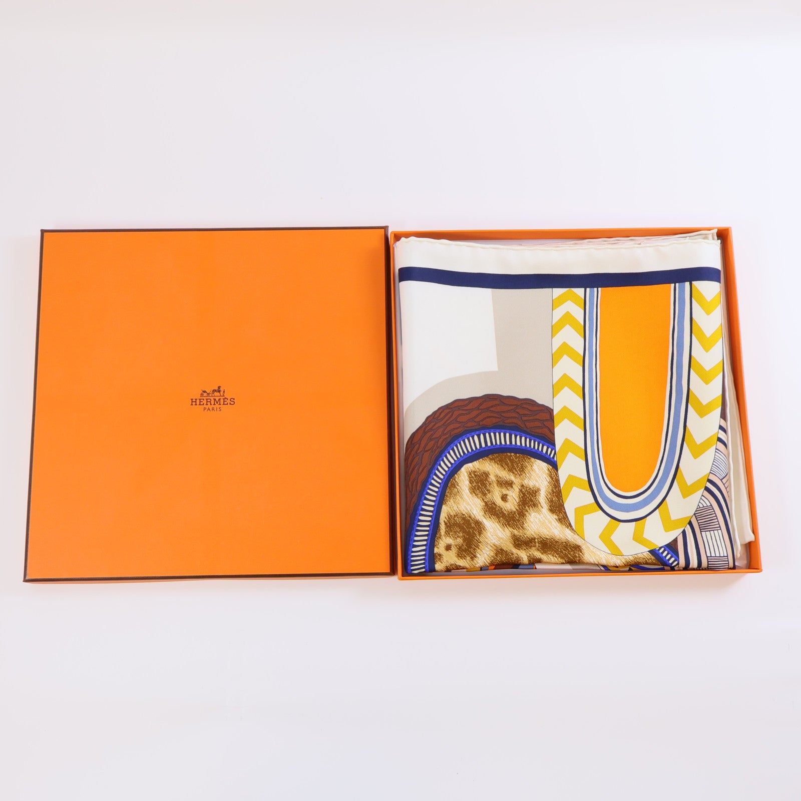 HERMES 絲質Scarf絲巾彩色