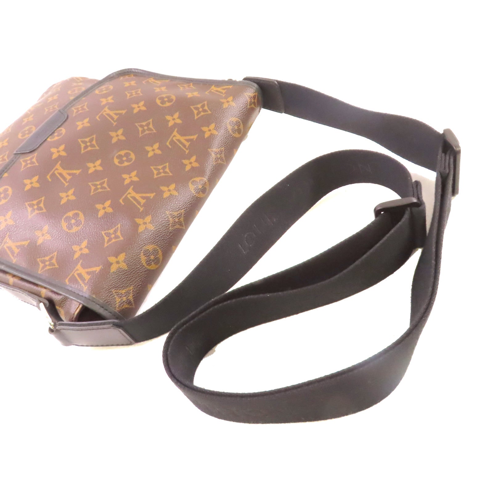 LOUIS VUITTON Monogram Macassar Bass Shoulder Bag銀扣肩背袋啡色/黑色