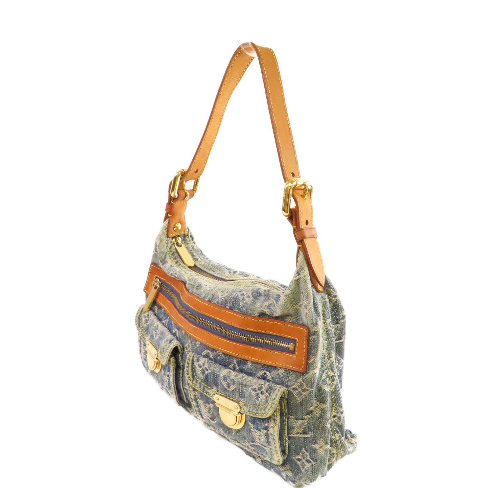 LOUIS VUITTON Monogram Denim Baggy PM Shoulder Bag金扣肩背袋藍色