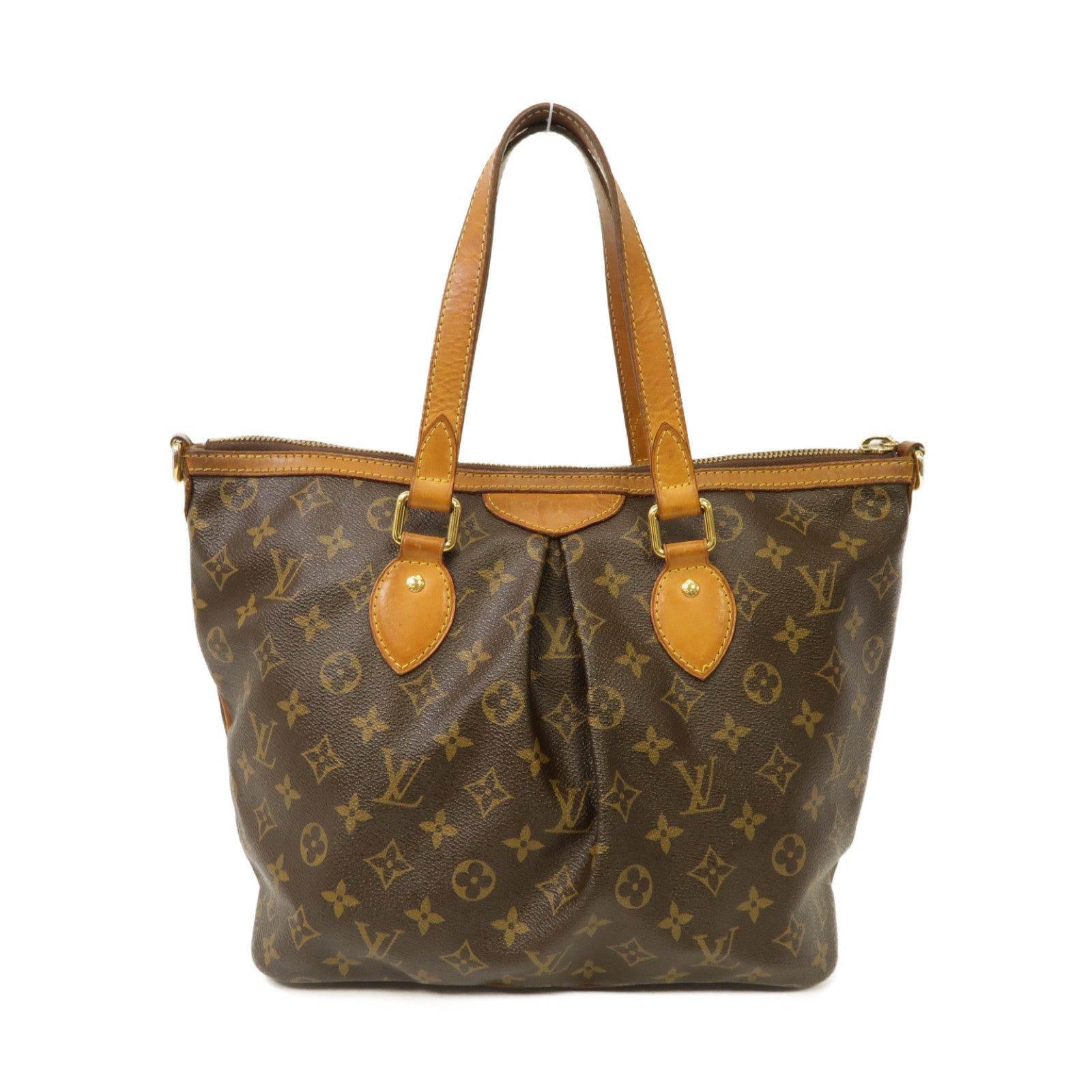 LOUIS VUITTON Monogram Palermo PM金扣手挽肩背兩用袋棕色