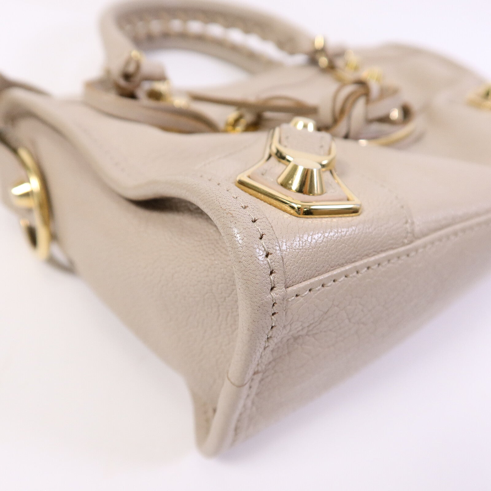 BALENCIAGA 牛皮皮革Classic Metallic Edge Mini City手挽肩背兩用袋