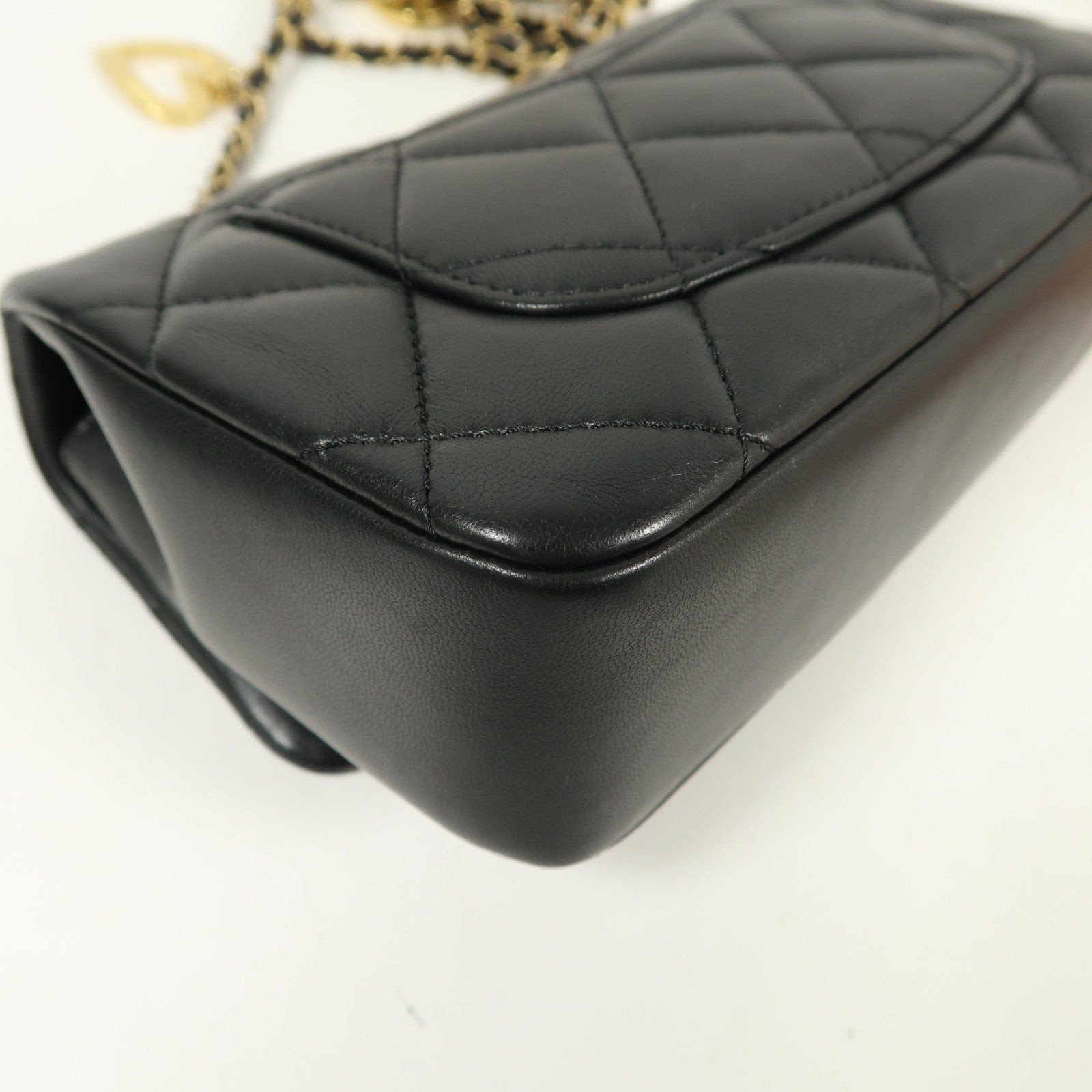 CHANEL 【激減優惠】羊皮皮革Chain Shoulder金扣鏈帶肩背袋黑色