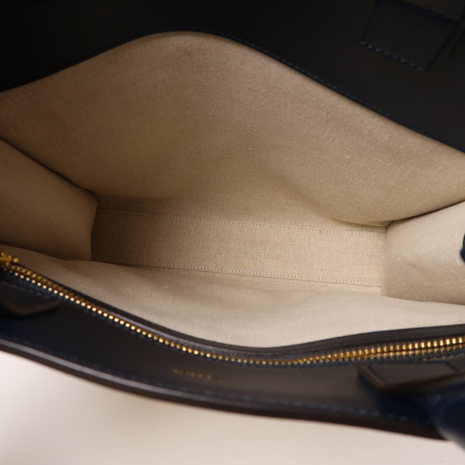 CELINE 帆布Vertical Cabas Tote Bag金扣手挽肩背兩用袋米色/藍色