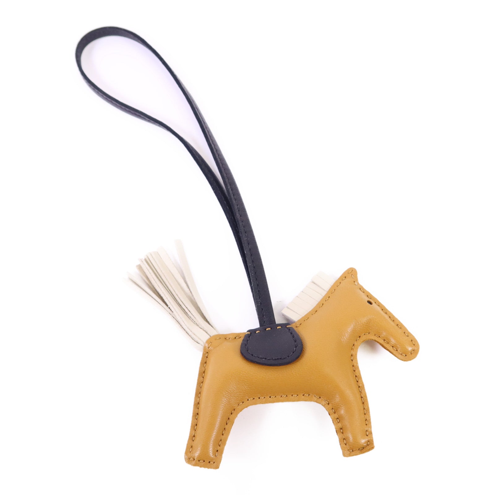 HERMES Milo皮革Rodeo PM掛飾Naturel