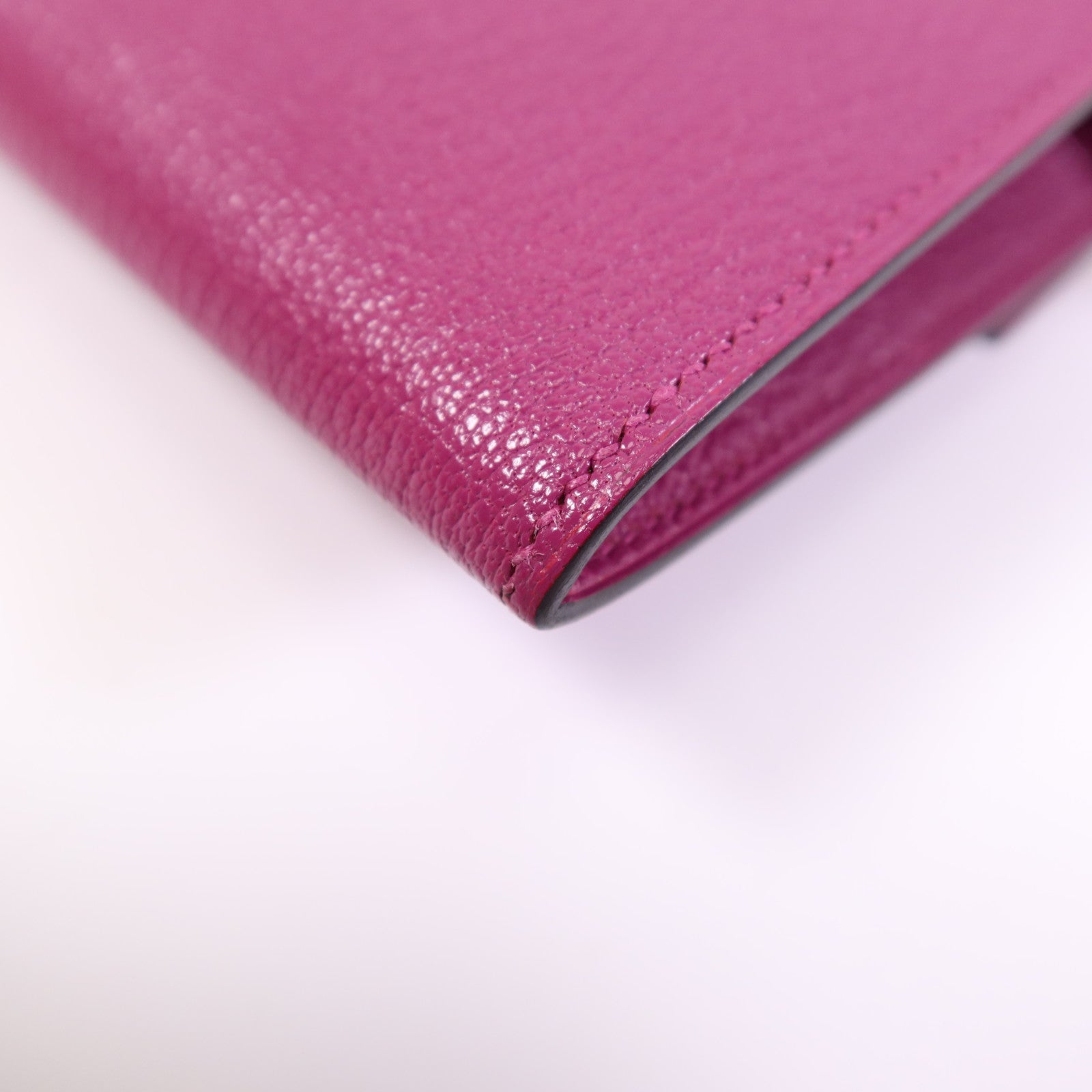 HERMES 【激減優惠】Chevre皮革Cinhetic To Go Wallet銀扣肩背袋Anemone