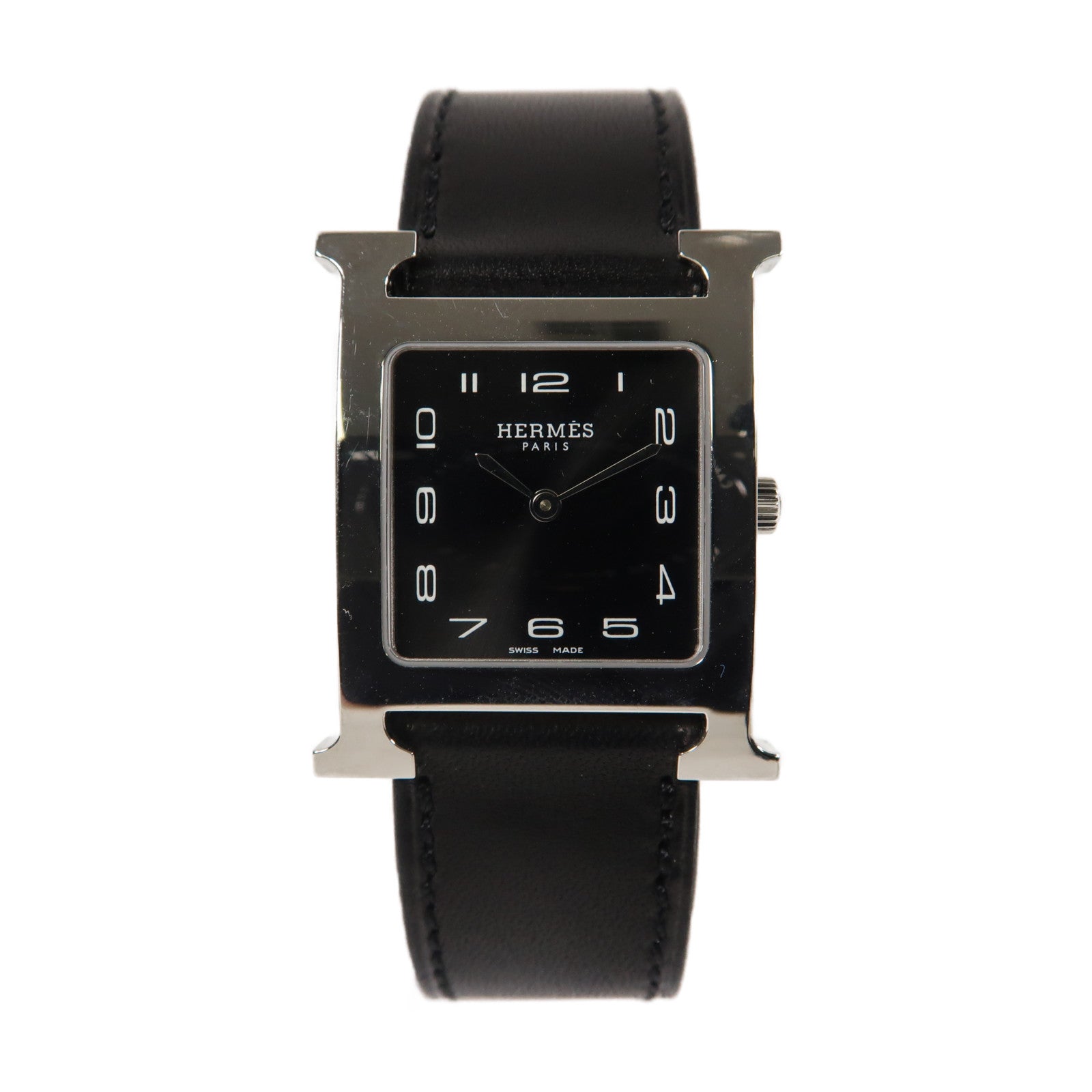 HERMES Heure H皮革手錶石英機芯黑色