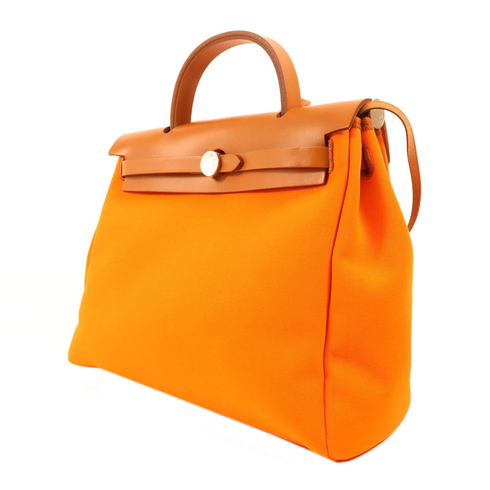 HERMES 帆布/牛皮皮革Herbag PM手挽肩背兩用袋Orange