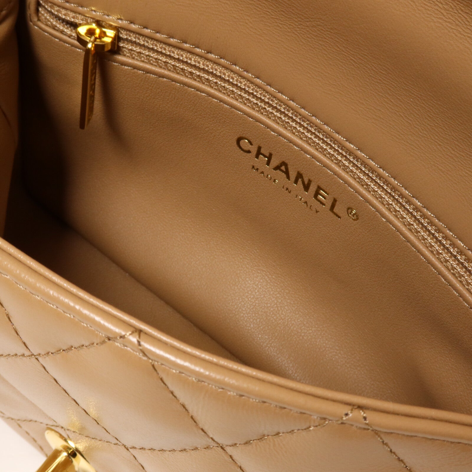 CHANEL 羊皮皮革Handle Flap Bag鏈帶手挽肩背兩用袋