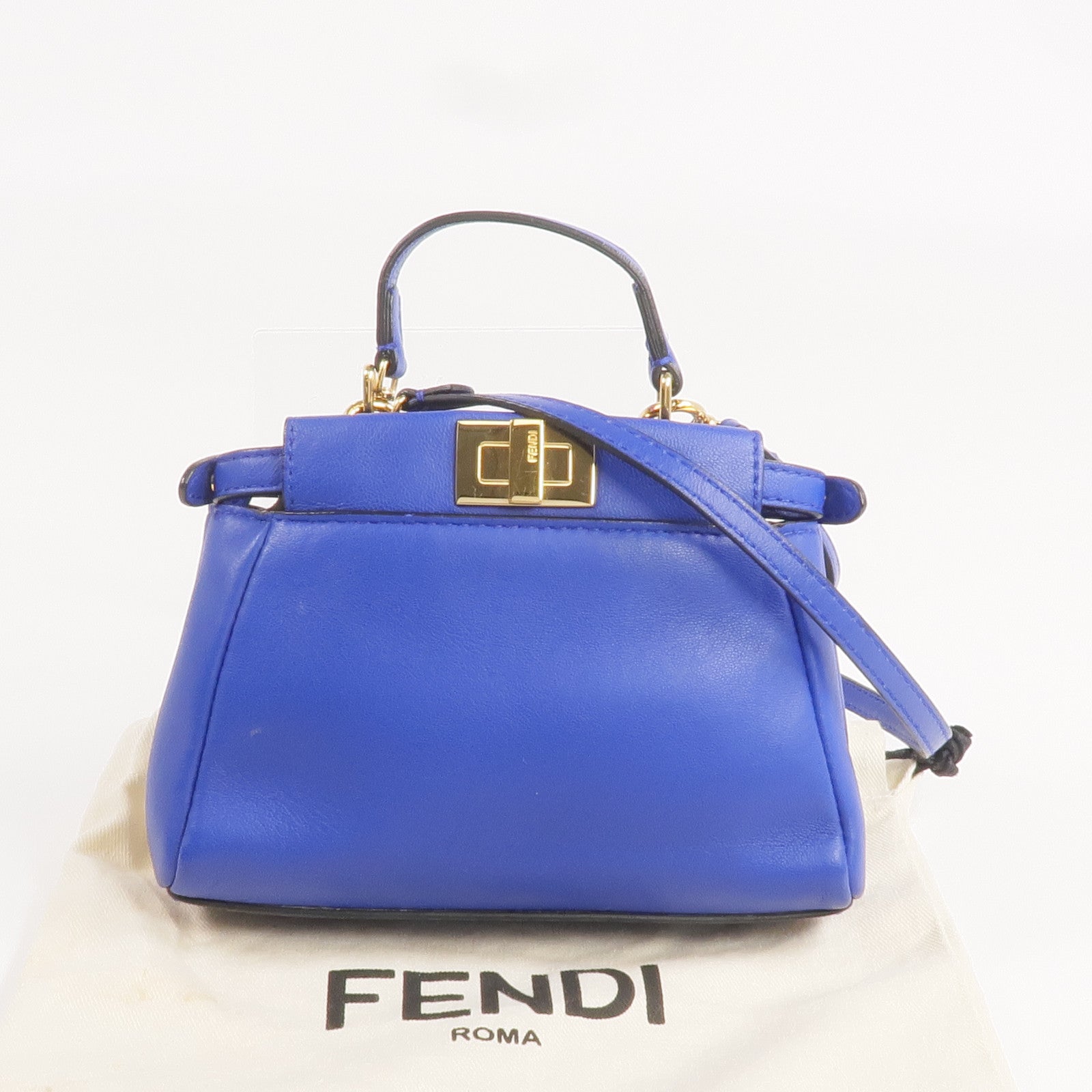 FENDI 牛皮皮革Micro Peekaboo金扣手挽肩背兩用袋