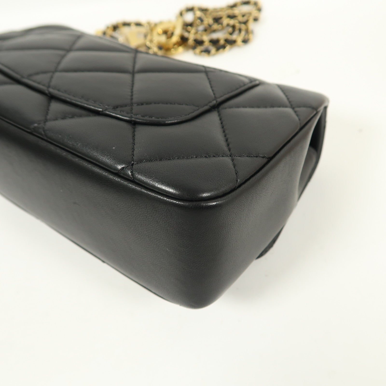 CHANEL 【激減優惠】羊皮皮革Chain Shoulder金扣鏈帶肩背袋黑色