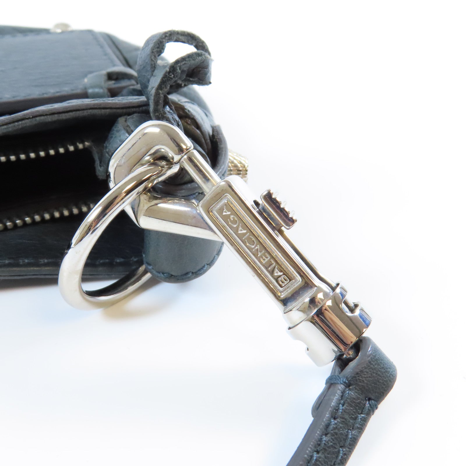 BALENCIAGA 牛皮皮革Gaint Hip銀扣肩背袋深灰色