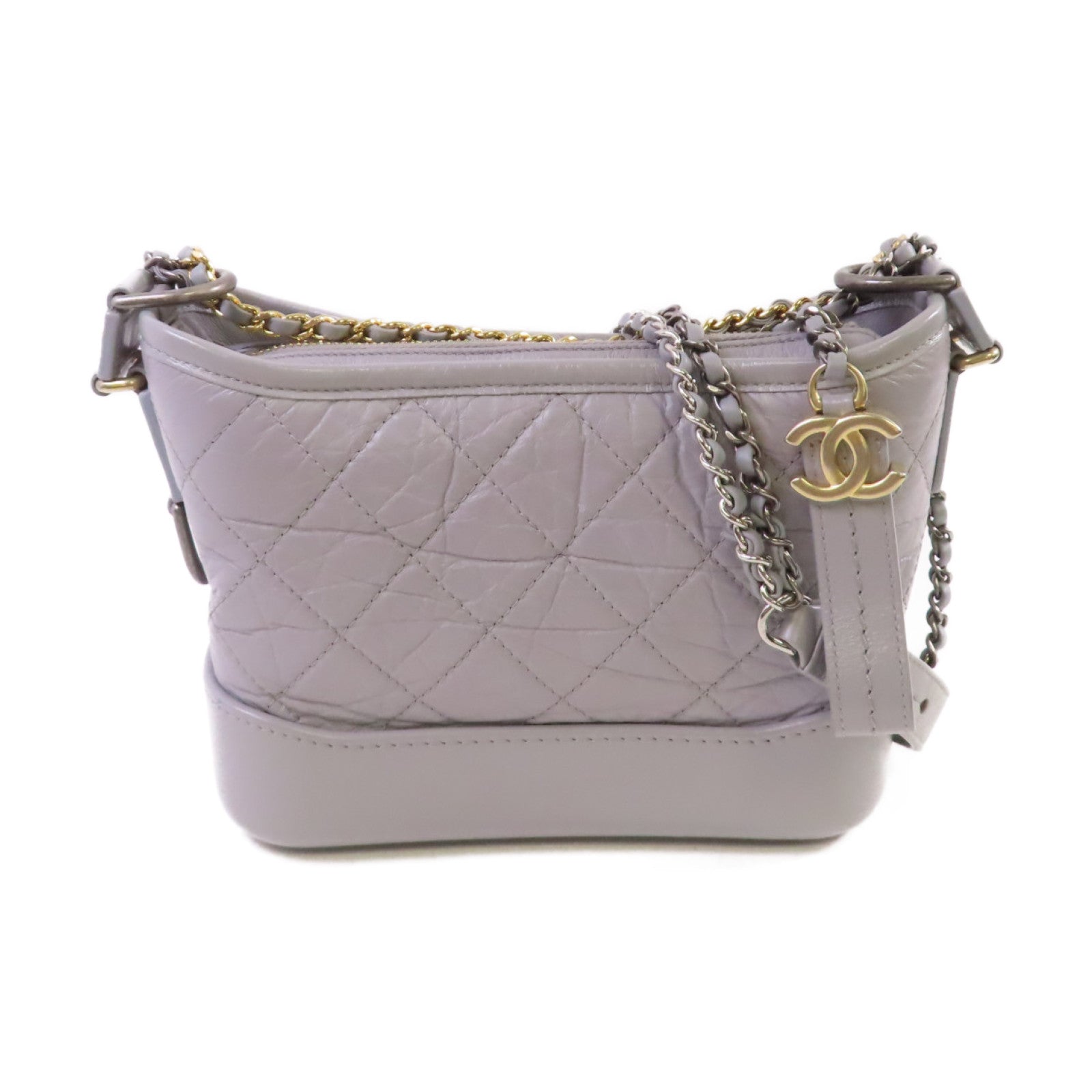 CHANEL 【激減優惠】菱格牛皮皮革Gabrielle Small Chain Shoulder Bag鏈帶肩背袋灰色