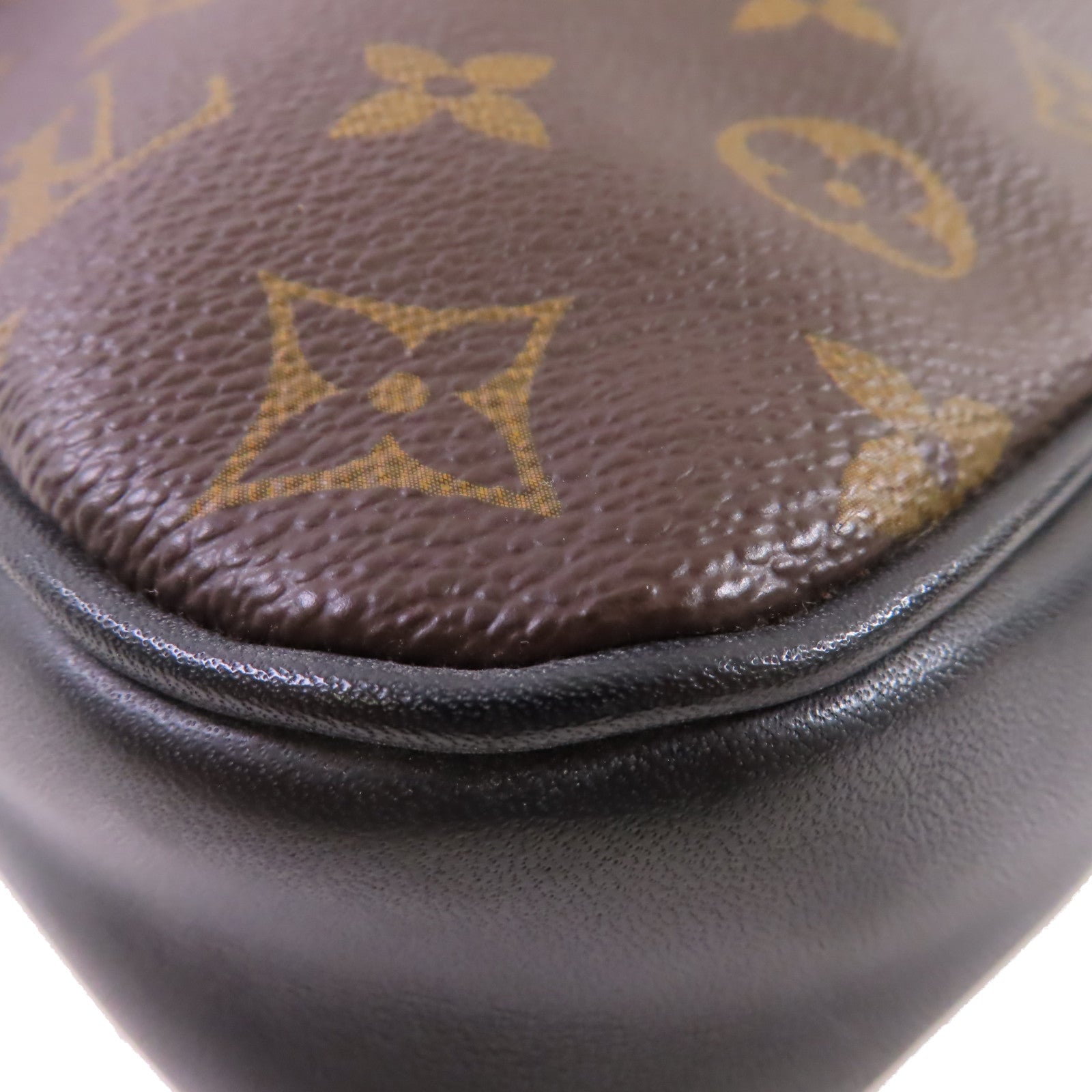 LOUIS VUITTON Monogram Macassar Bass Shoulder Bag銀扣肩背袋啡色/黑色