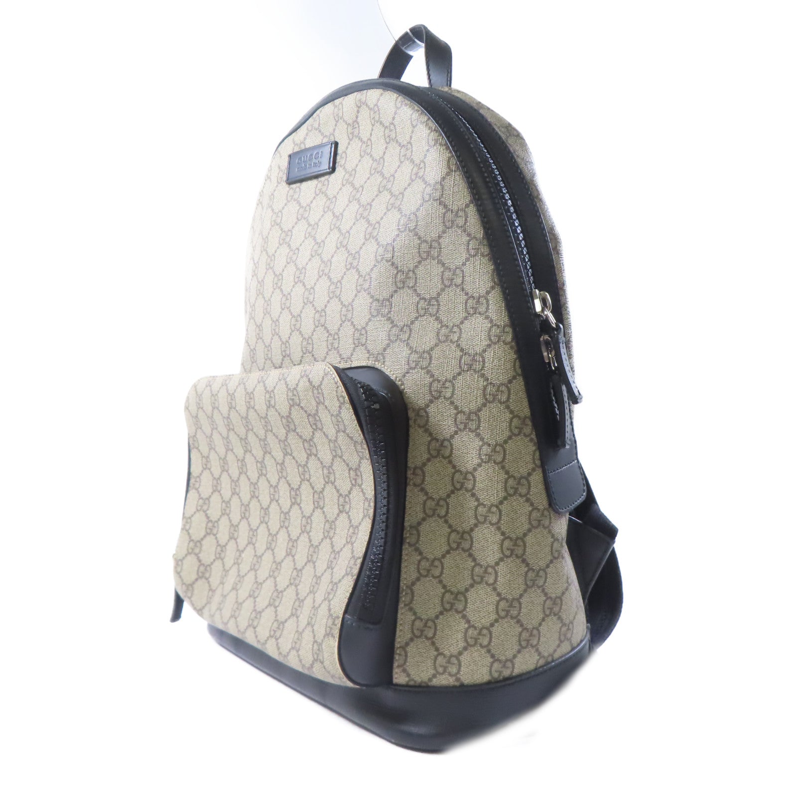 GUCCI 塗層帆布Backpack銀扣背包棕色