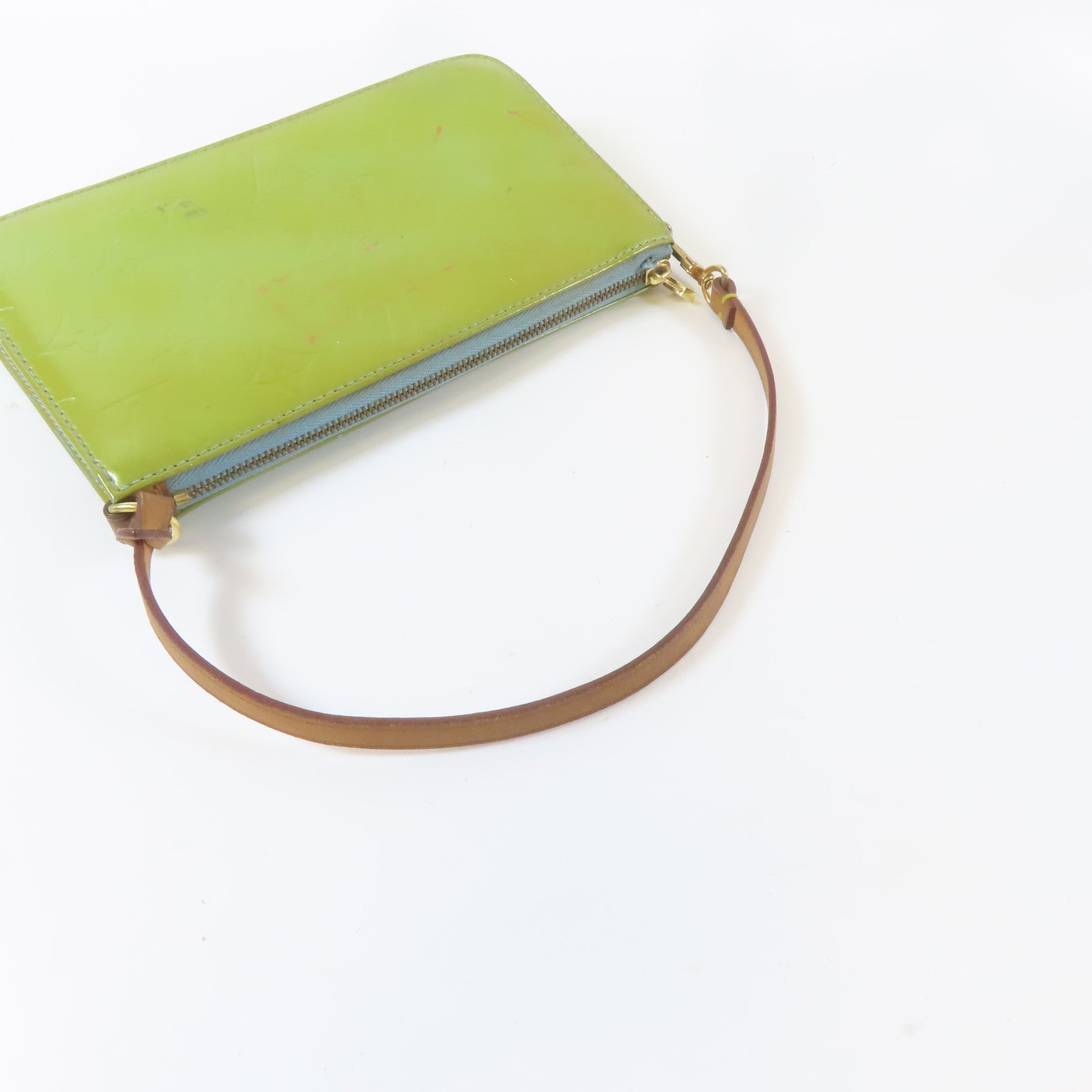 LOUIS VUITTON Monogram Vernis Pochette Accessories Tote Bag金扣手挽袋綠色