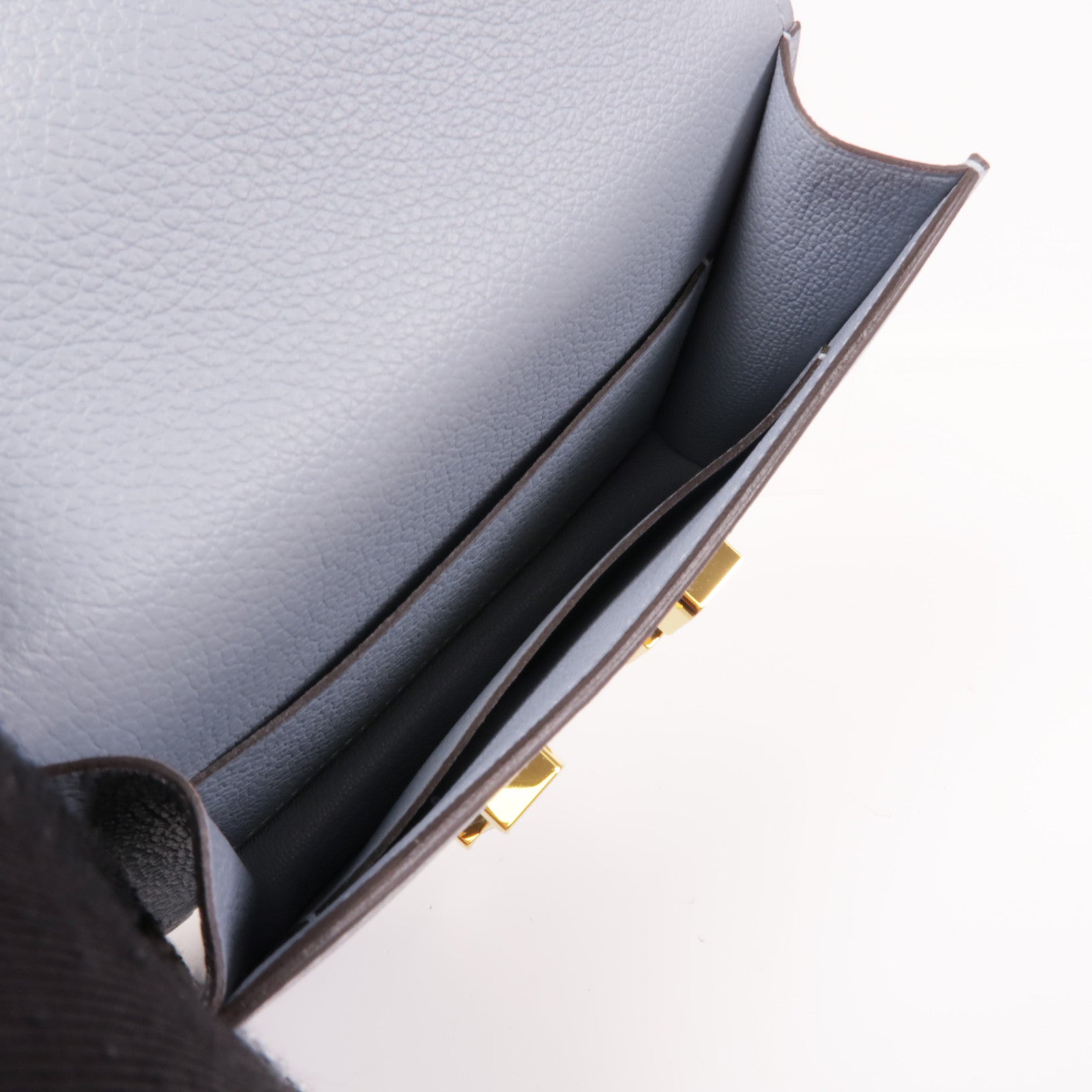 HERMES Evercolor皮革Constance Silm金扣手拿包Bleu Lin