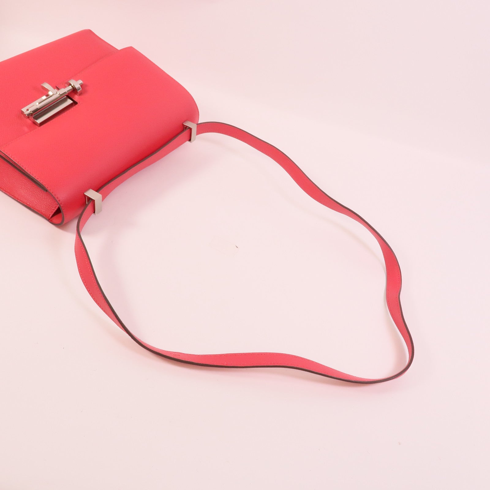 HERMES Epsom皮革Verrou 23肩背袋Rose Extreme
