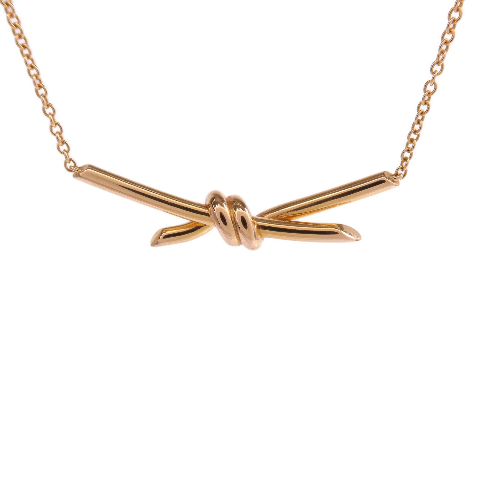 TIFFANY＆CO 18K玫瑰金Knot Necklace項鍊
