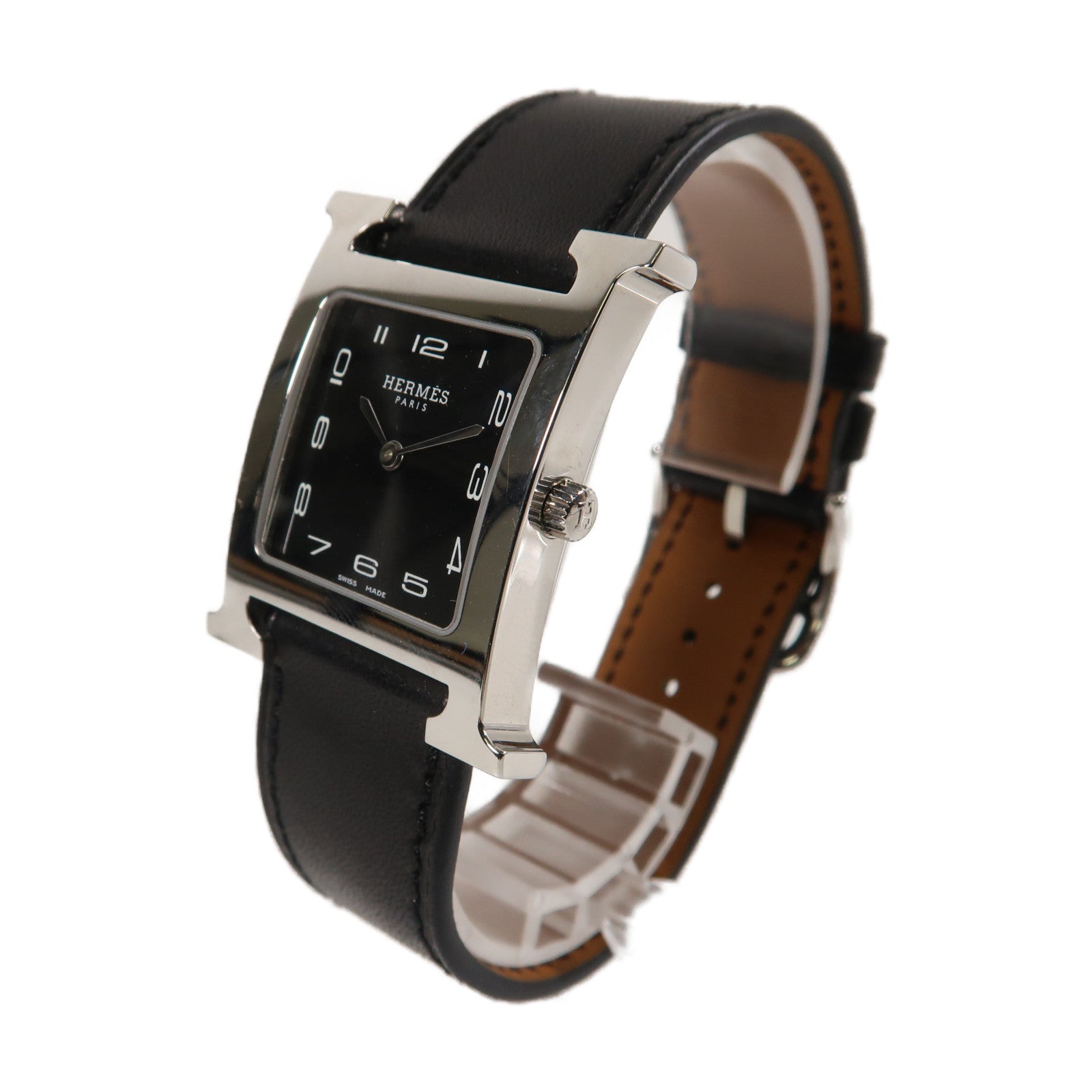 HERMES Heure H皮革手錶石英機芯黑色