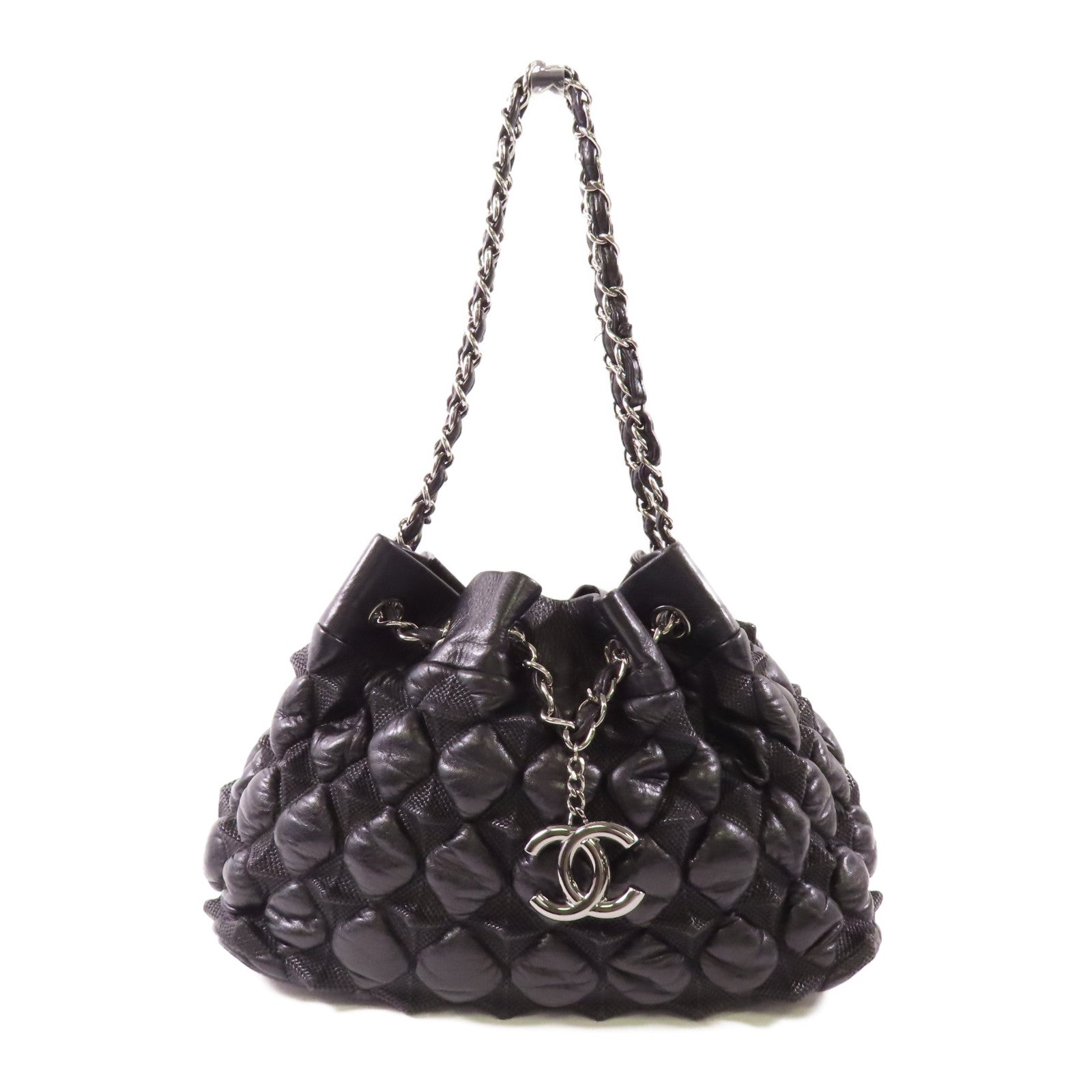 CHANEL 牛皮皮革Shoulder Bag銀扣肩背袋