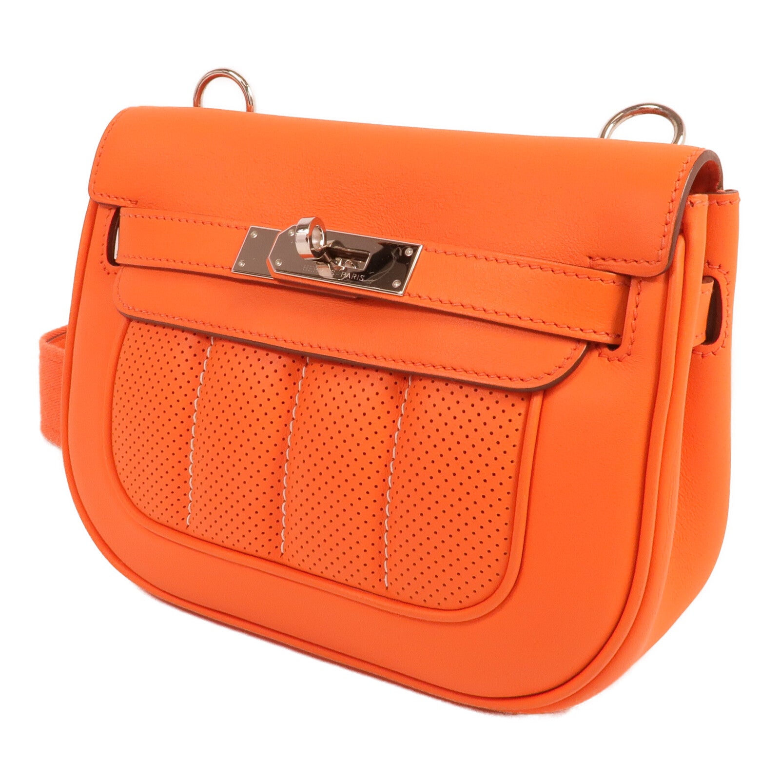 HERMES Swift皮革Berline Mini銀扣肩背袋