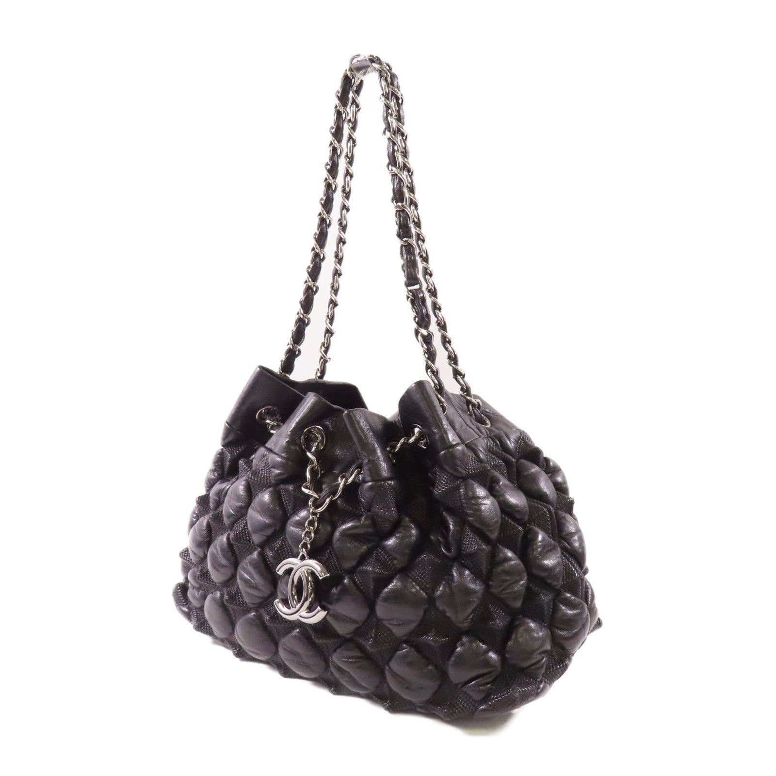 CHANEL 牛皮皮革Shoulder Bag銀扣肩背袋